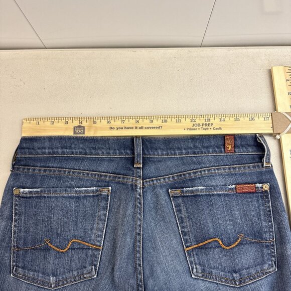 7 for All Mankind Jeans Womens 31 Blue Low Rise Bootcut Denim Made in USA 31x32 - Picture 8 of 12
